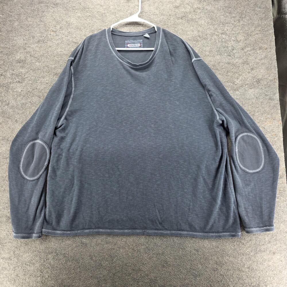 32 Bar Blues Sweater Mens 2XL Blue Crew Neck Pullover Lightweight Cotton Knit